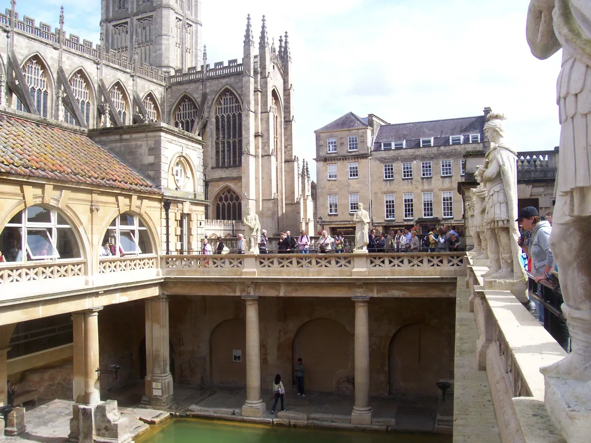 The Roman Baths terrace with Bath Abbey behind