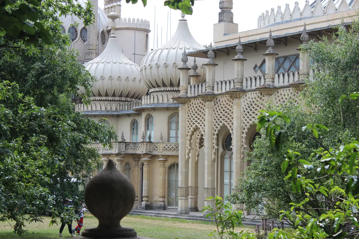 Royal Pavilion in Brighton seen through its gardens