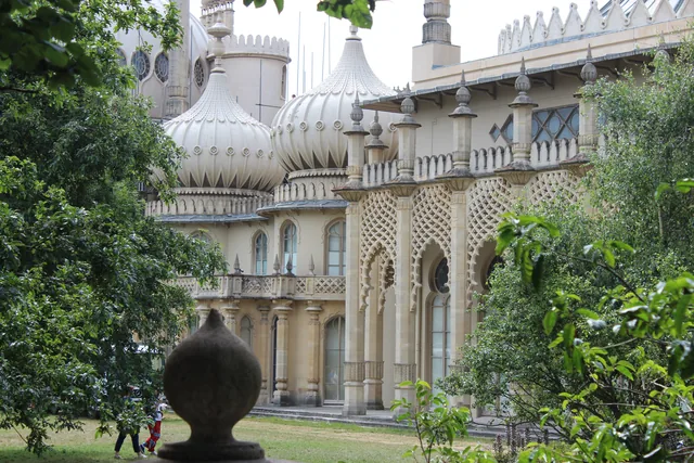 Royal Pavilion in Brighton seen through its gardens