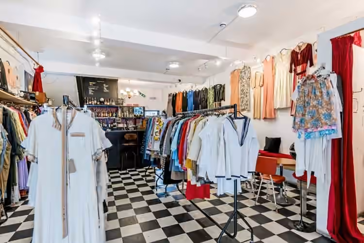 Clothing rails at Paper Dress Vintage