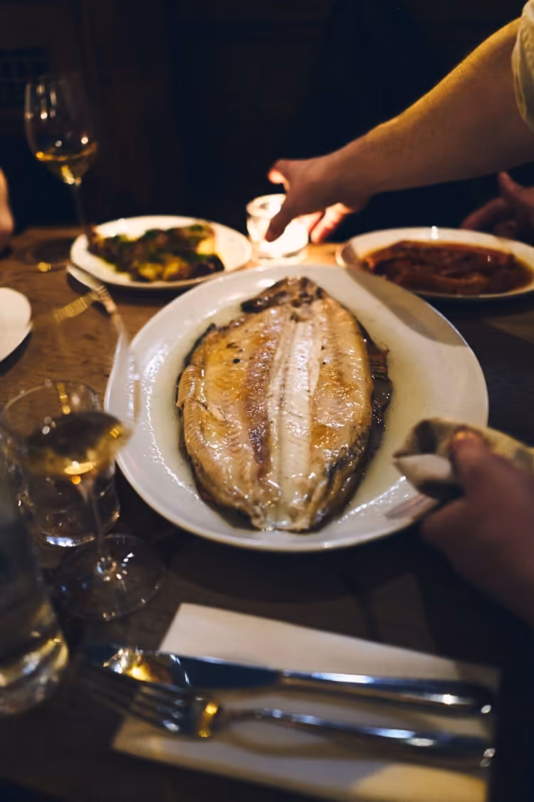 A fish dish photographed at BRAT Redchurch Street