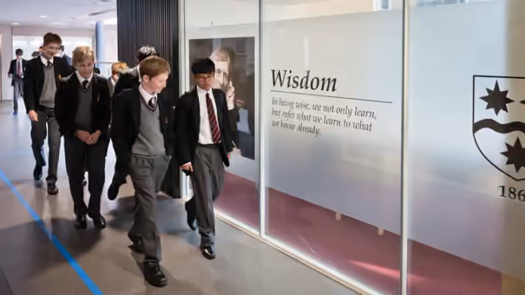 Pupils inside The London Oratory School, Seagrave Road