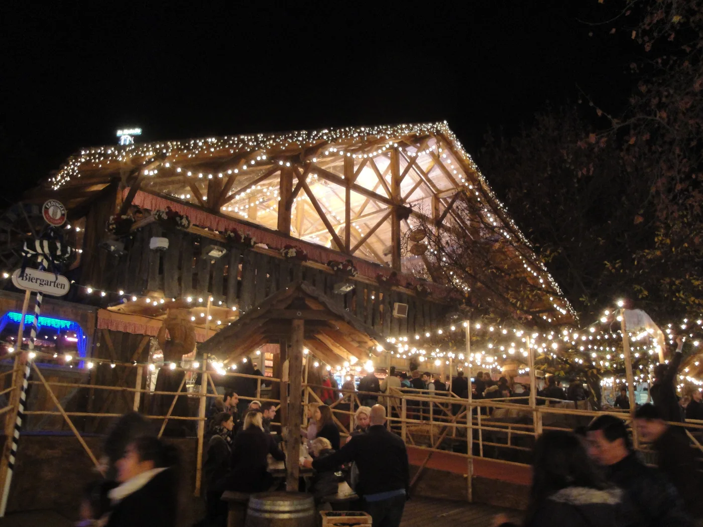 Winter Wonderland fairground lit up at night in Hyde Park in November 2011